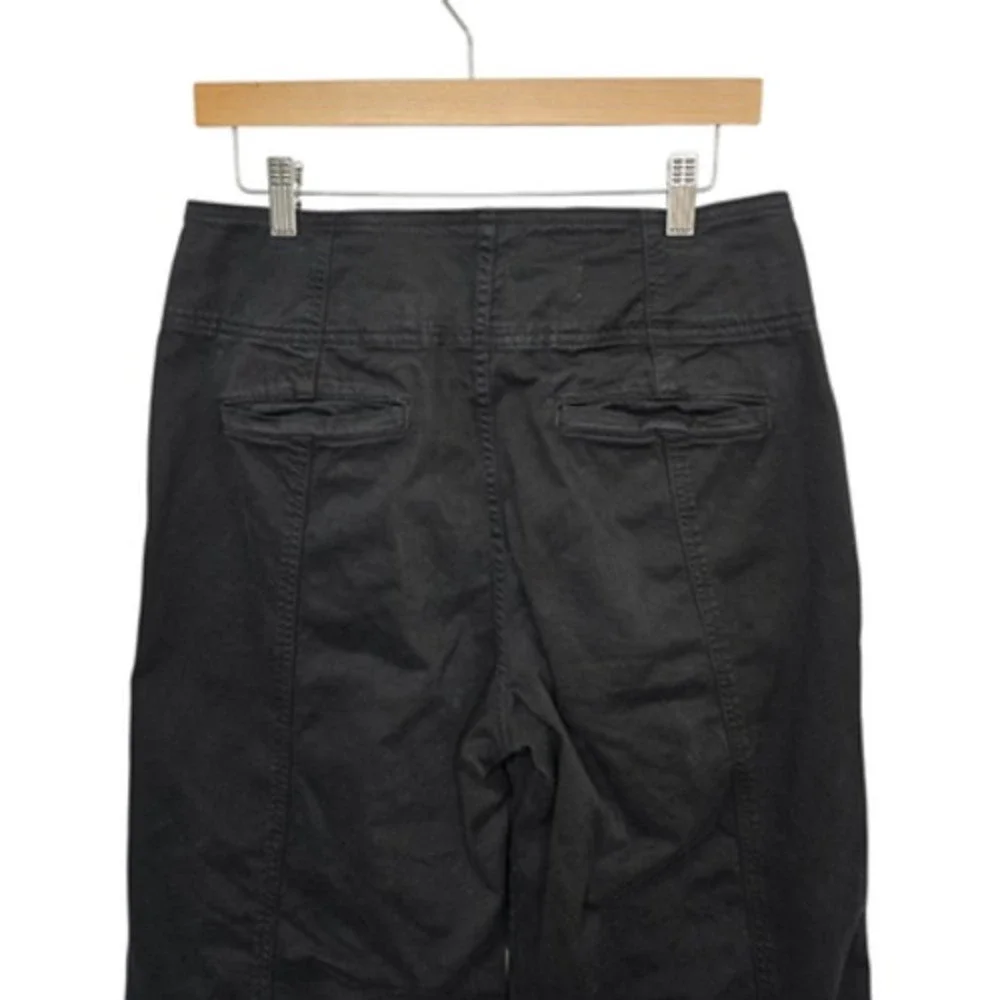 Pilcro Pants Womens 0 Black Lyocell Linen Blend Cropped Wide Leg High Rise Ankle